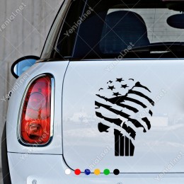 Amerikan Bayrağı ve Punisher Etiket Sticker Yapıştırma