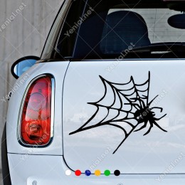 Büyük Örümcek Ağı ve Örümcek Etiket Sticker Yapıştırma