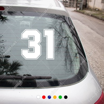 Dış Kontürlü 31 Numara Sayısı Sticker Yapıştırma