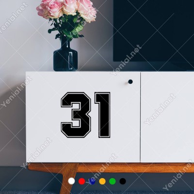 Dış Kontürlü 31 Numara Sayısı Sticker Yapıştırma