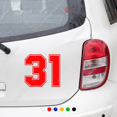 Dış Kontürlü 31 Numara Sayısı Sticker Yapıştırma