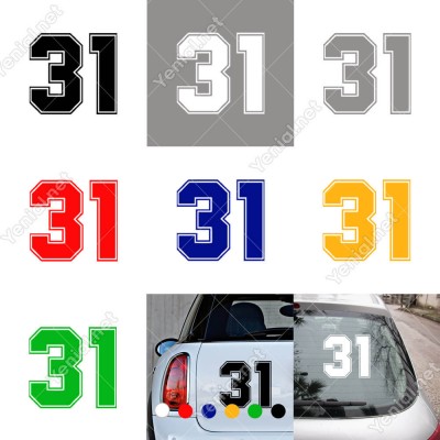 Dış Kontürlü 31 Numara Sayısı Sticker Yapıştırma