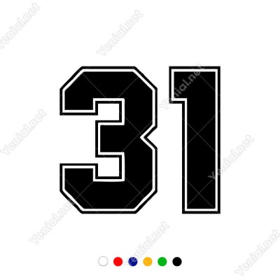 Dış Kontürlü 31 Numara Sayısı Sticker Yapıştırma