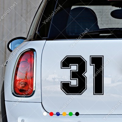 Dış Kontürlü 31 Numara Sayısı Sticker Yapıştırma