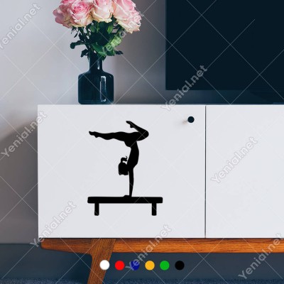 Gimnastik Yapan Kız Spor Salonu Stickerı