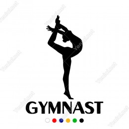 Gimnastik Yazısı ve Gimnastik Yapan Kız Spor Stickerı