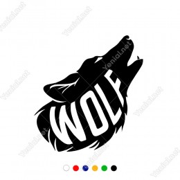 Havlayan Dişleri Görünen Kurt İçnde Kurt Wolf Yazısı Olan Sticker