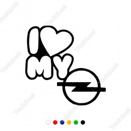 I Love My Opel Logo Yazısı Araç Sticker