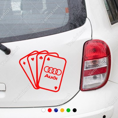 İskambil Kağıtları Audi Logosu Sticker Yapıştırma