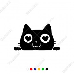 Kedi Peeking Aşk Kalpler Araba Sticker Yapıştırması