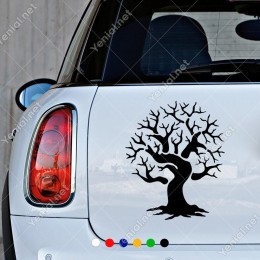 Kuru Ağaç Motifi Araç Araba Duvar Sticker