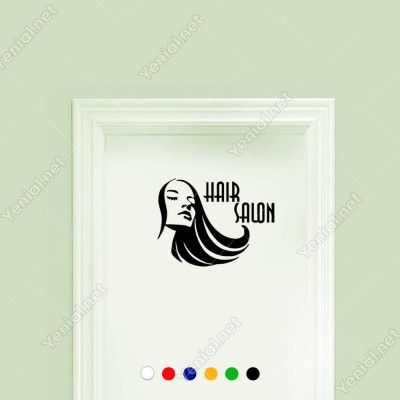 Saçları Kıvrımlı Kadın Hair Salon Etiket Sticker Yapıştırma