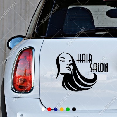 Saçları Kıvrımlı Kadın Hair Salon Etiket Sticker Yapıştırma
