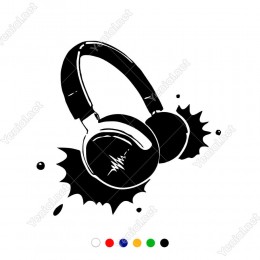 Sıçrama Boya Efektli Müzik Kulaklığı Sticker Yapıştırma