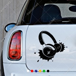 Sıçrama Boya Efektli Müzik Kulaklığı Sticker Yapıştırma