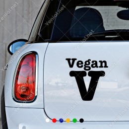 Veganlar İçin Hazırlanmış Vegan Logosu ve Yazısı Sticker