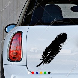 Yan Yatık Bir Tane Kuş Tüyü Etiket Sticker Yapıştırma
