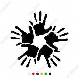 Beş Parmak ve Beş El İle Oluşturulmuş El İzi Sticker