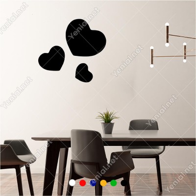 Büyükten Küçüğe Sıralanmış Üç Kalp 60x55 cm Duvar Sticker