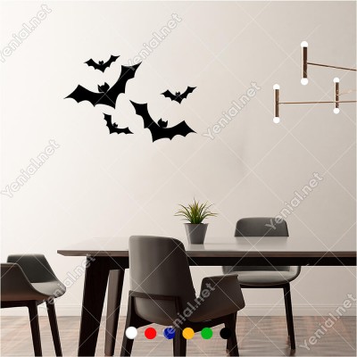 Büyükten Küçüğe Uçuşan Yarasalar 60x40 cm Duvar Sticker