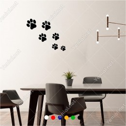 Küçükten Büyüğe Sıralanmış Pati Ayak İzi 60x50 cm Duvar Sticker