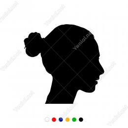Saçları Bağlı Yandan Görünüm Kadın Başı Sticker
