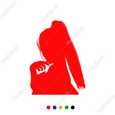 Saçları Dağınık Duran Seksi Kadın Sticker