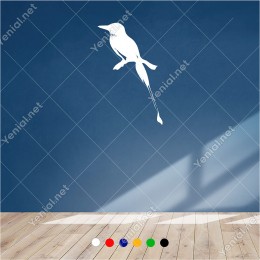 Uzun Kuyruklu Sırtı Dönük Bir Kuş 37x60 cm Duvar Sticker