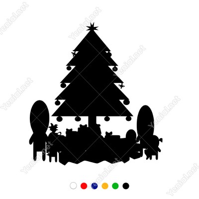 Yılbaşı Ağacı ve Hediyeleri Süslemeleri Stickerı