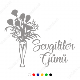 14 Şubat Sevgililer Günü Çiçek Süslemeli Sticker Yapıştırma