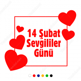 14 şubat Sevgililer Günü Çok Kalpli Sticker