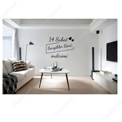 14 Şubat Sevgililer Günü İndirimi Yazısı 110x110cm Sticker