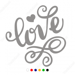 14 Şubat Sevgililer Günü Kalpli Love Yazısı Sticker Yapıştırma
