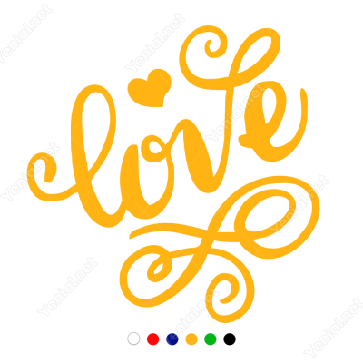 14 Şubat Sevgililer Günü Kalpli Love Yazısı Sticker Yapıştırma