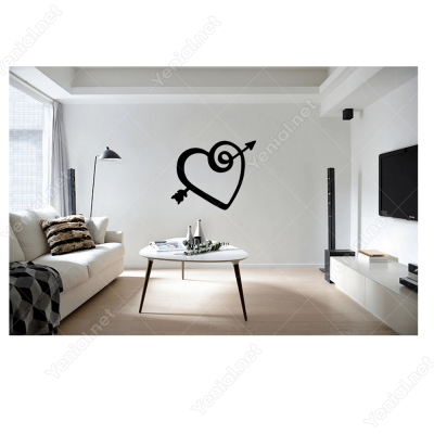 14 Şubat Sevgililer Günü Ok Dolaşmış Kalp 110x110cm Sticker