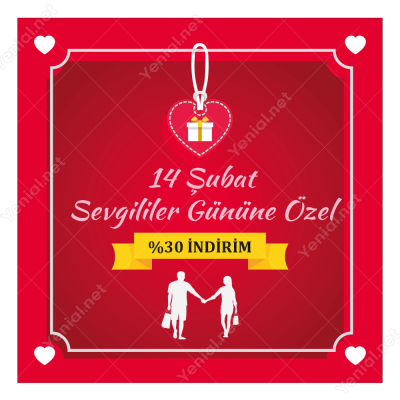 14 Şubat Sevgililer Gününe Özel Kalpli Sticker