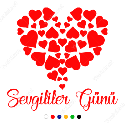 14 Şubat Sevgililer Kalplerle Kalp Şekli 110x110cm Sticker
