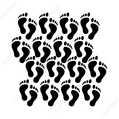 16 Adet  Ayak İzi (15cm) Stickerı Yapıştırması 