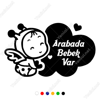 Arabada Bebek Var Yazısı ve Melek Stickeri Yapıştırması 
