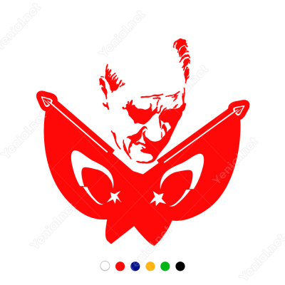 Çift Al Bayraklı Atatürk Görseli Sticker