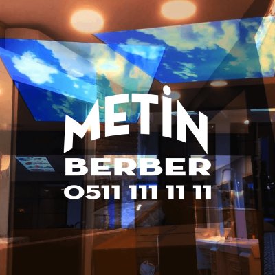 Firmaya Dükkana Özel Oval Berber Yazısı Stickerı Yapıştırma