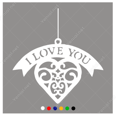 I Love You Yazılı Kalpli Sticker