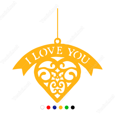 I Love You Yazılı Kalpli Sticker