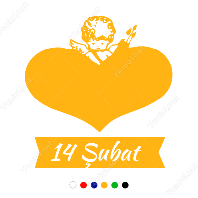 Kalp İçinde Sevgililer Günü Eros Sticker Yapıştırma