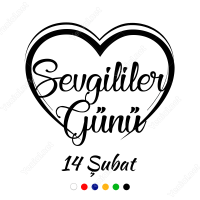 Kalp İçinde Sevgililer Günü Yazısı Sticker Yapıştırma