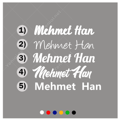 Kişiye Özel Seçenek Altarnatifli İsim Sticker Etiket Çıkartma