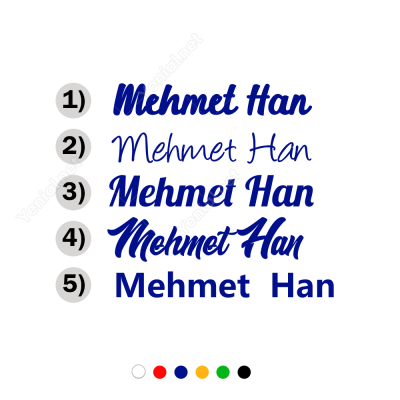 Kişiye Özel Seçenek Altarnatifli İsim Sticker Etiket Çıkartma