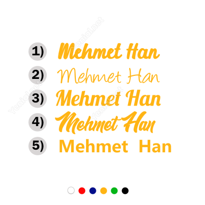 Kişiye Özel Seçenek Altarnatifli İsim Sticker Etiket Çıkartma