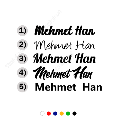 Kişiye Özel Seçenek Altarnatifli İsim Sticker Etiket Çıkartma