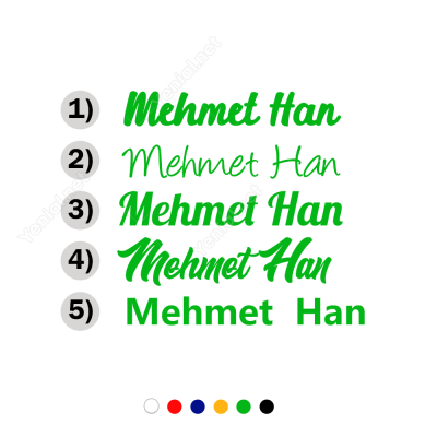 Kişiye Özel Seçenek Altarnatifli İsim Sticker Etiket Çıkartma